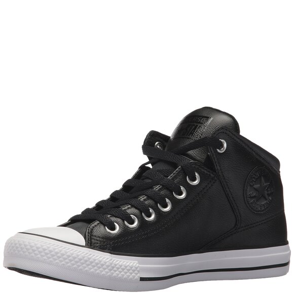 Converse Men's Street Leather High Top Shoe Black/Black/White 12 M US